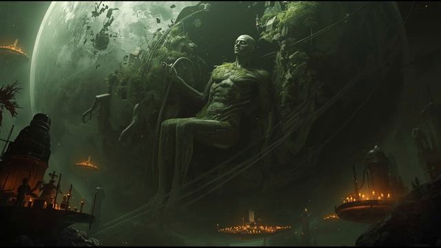 Sleeping AI Colossus 🌙 2-Hour Techno-Religious Ambience ｜ Broken Moon Titan ｜ Mystical Settlements