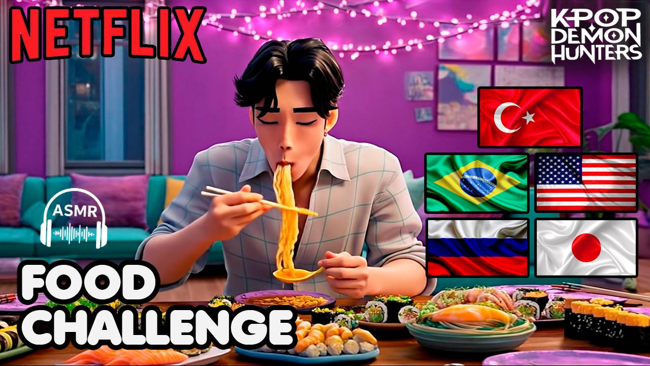 Саджа Джину ASMR челлендж с едой | Кейпоп-охотницы на демонов смотреть онлайн