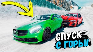 СПУСК С ГОРЫ БЕЗ ТОРМОЗОВ ПО ЗИМНЕЙ ЛЕДЯНОЙ ТРАССЕ В BEAMNG DRIVE!
