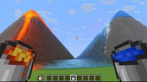 Реалистичные ведро лавы против ведра воды в Майнкрафте, мультфильм