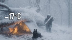 Экстремальное выживание зимой при температуре -17°C | В ловушке в сильную метель под поваленным дере