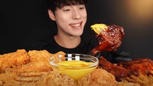 🔥🍲 Мукбанг и Mukbang : МУЖСКОЙ ПИР! Жареная курица, наггетсы, картошка фри. ASMR