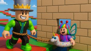 ОББИ БОЛЬШОЙ маленький НО мы СВЯЗАНЫ ОДНОЙ ВЕРЕВКОЙ в РОБЛОКС! Папа и ДОЧКА проходят ПАРКУР!