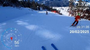 Горные лыжи Архыз Южный склон синяя с выездом на зеленую