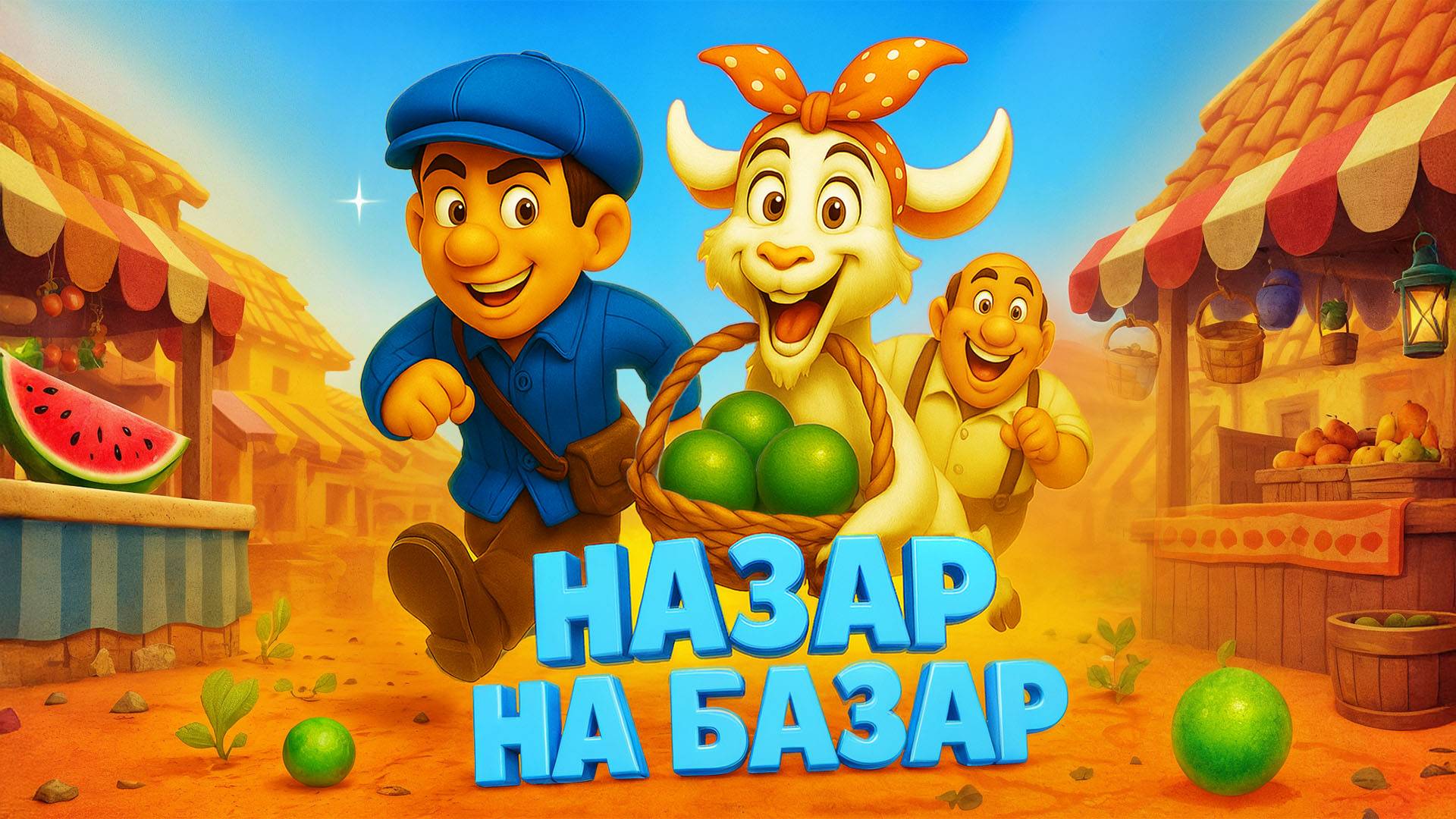 Назар на базар 🎵 Весёлая музыкальная скороговорка для детей и малышей 3–7 лет 🐐🍎 смотреть онлайн