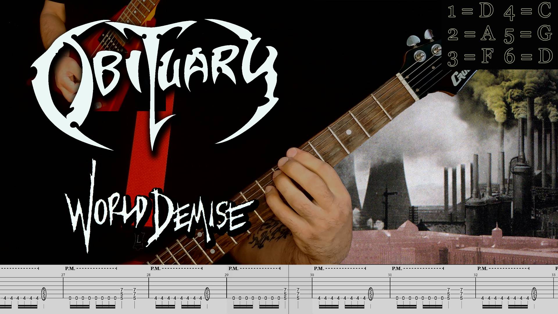 Obituary - World Demise (guitar cover playthrough tabs) смотреть онлайн