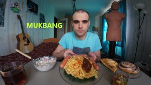 МУКБАНГ МАКАРОНЫ / СОСИСКИ ЖАРЕНЫЕ / САЛАТ ОВОЩНОЙ / ВЫПЕЧКА - САМСА / MUKBANG ИТИНГ АСМР