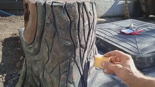 Декоративный пенёк из цемента. Арт бетон. смотреть онлайн