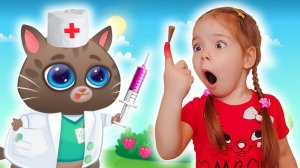 Котик Bubbu и Настя играют в игре | Котенок доктор лечит Настю