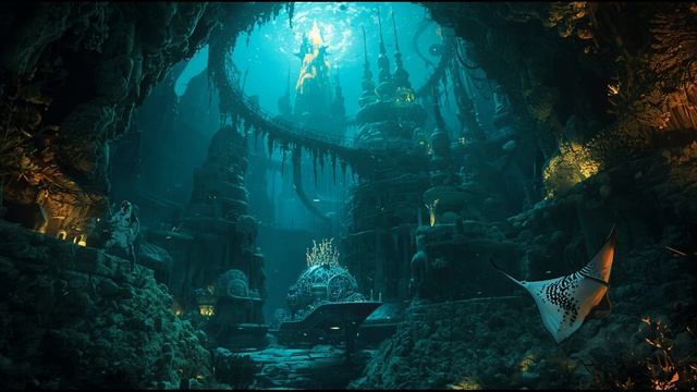 Coral Sphere City 🪸 2-Hour Oceanic Space Ambience ｜ Bioluminescent Shell-Buildings ｜ Manta Ships