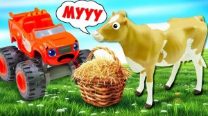 Вспыш возвращает коров в загон!  Видео про машинки для детей