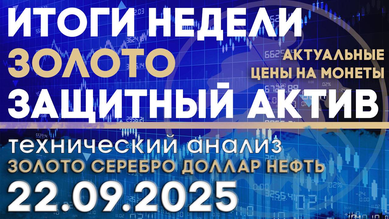 Итоги недели. Золото - защитный актив. Анализ рынка золота, серебра, нефти, доллара 22.09.2025 г смотреть онлайн