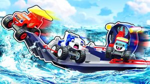 Гас случайно улетел на необитаемый ОСТРОВ!  Вспыш и Крушила помогают другу — Видео про машинки