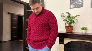 Мужской свитер ВИШНЯ на спицах. Мастер класс готов