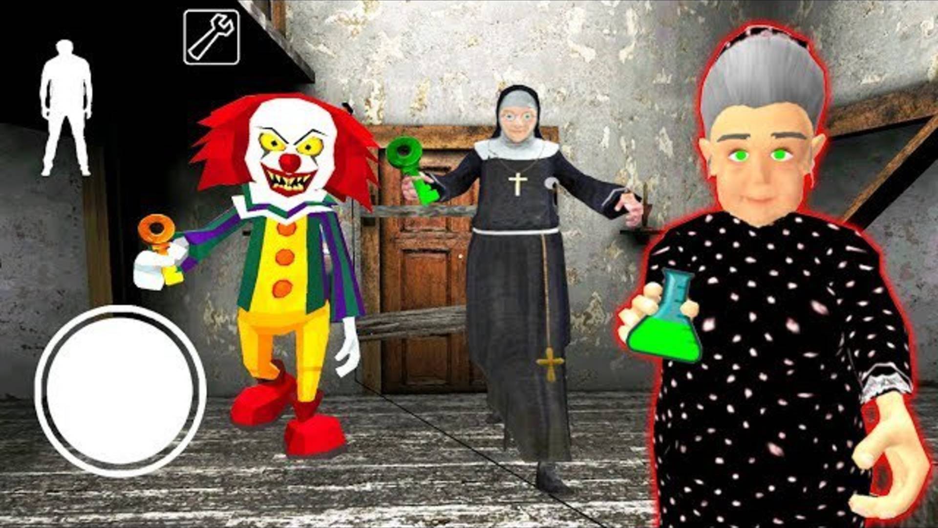 Страшный КЛОУН "ОНО" и МОНАХИНЯ УБИВАЮТ меня в ГРЕННИ СОСЕД - Clown Neighbor Gang Granny смотреть онлайн