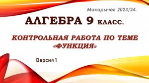 Алгебра 9 класс. Контрольная по теме Функция. Версия 1.