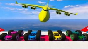 Учим цвета Машинки с большими колесами, прыжки в воду и лодка для детей, Анимационный мультфильм о с