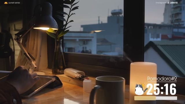 3 часа StudyWithMe ｜ Calm Piano 🎹 ｜ Pomodoro 50-10 ｜ Sunset