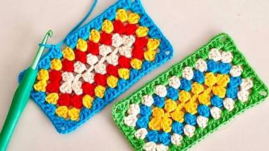 Прямоугольный мотив крючком для сумок и скатертей 👜 - Вязание крючком универсальные узоры