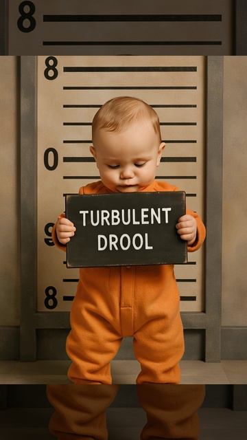 Младенец в полицейском участке с табличкой "Бурное слюнотечение". Футаж. Footage. #футажи