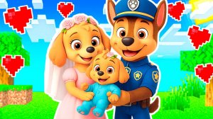СКАЙ и ГОНЩИК РОДИЛИ РЕБЁНКА ЩЕНЯЧИЙ ПАТРУЛЬ в МАЙНКРАФТ PAW PATROL МУЛЬТИК