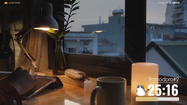 3 часа StudyWithMe ｜ Ambient Ver.🍃, Fire Crackle 🔥 ｜ Pomodoro 50-10 ｜ Sunset