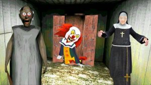 СТРАШНЫЕ КЛОУН МОНАХИНЯ И БАБКА ГРЕННИ СОСЕД - Clown Neighbor Gang Granny