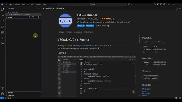 Установка в VS Code языка C/C++ и Runner смотреть онлайн