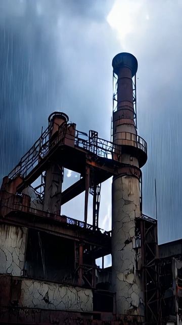 Заброшенная фабрика на фоне грозы с молниями. Футаж. Footage. #футажи #видеомонтаж  #футажидлявидео