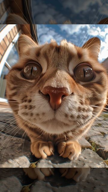 Рыжий котик нюхает камеру и смешно тычется носом в объектив.  Футаж. Footage. #футажи #монтаж