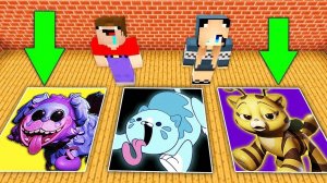 НУБ И ДЕВУШКА ПРО ПРОТИВ СТРАШНЫЕ ЯМЫ МОНСТРОВ В МАЙНКРАФТ! Мопс Гусеница и Кошка Пчелка