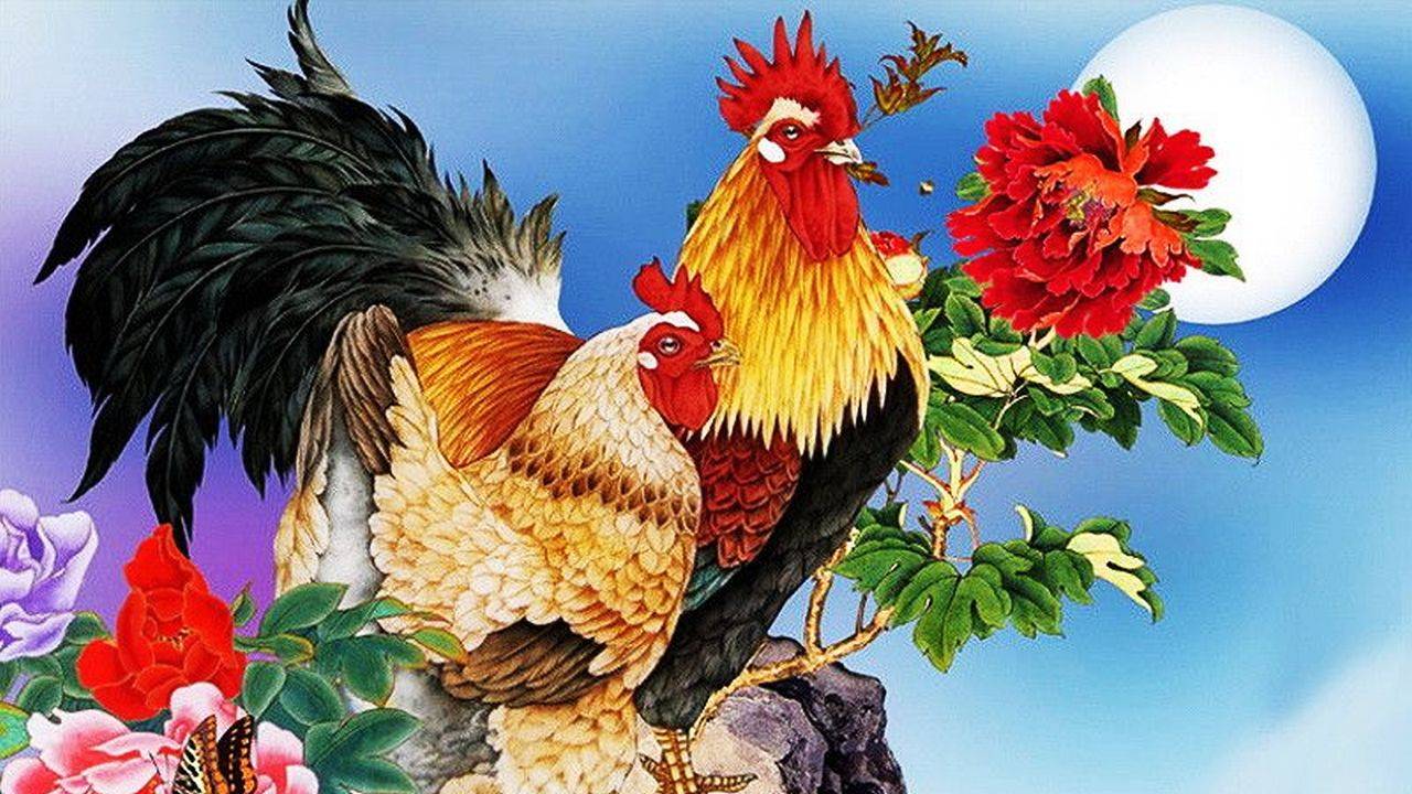 Петухи в китайской живописи художника Фэн Инцзе смотреть онлайн