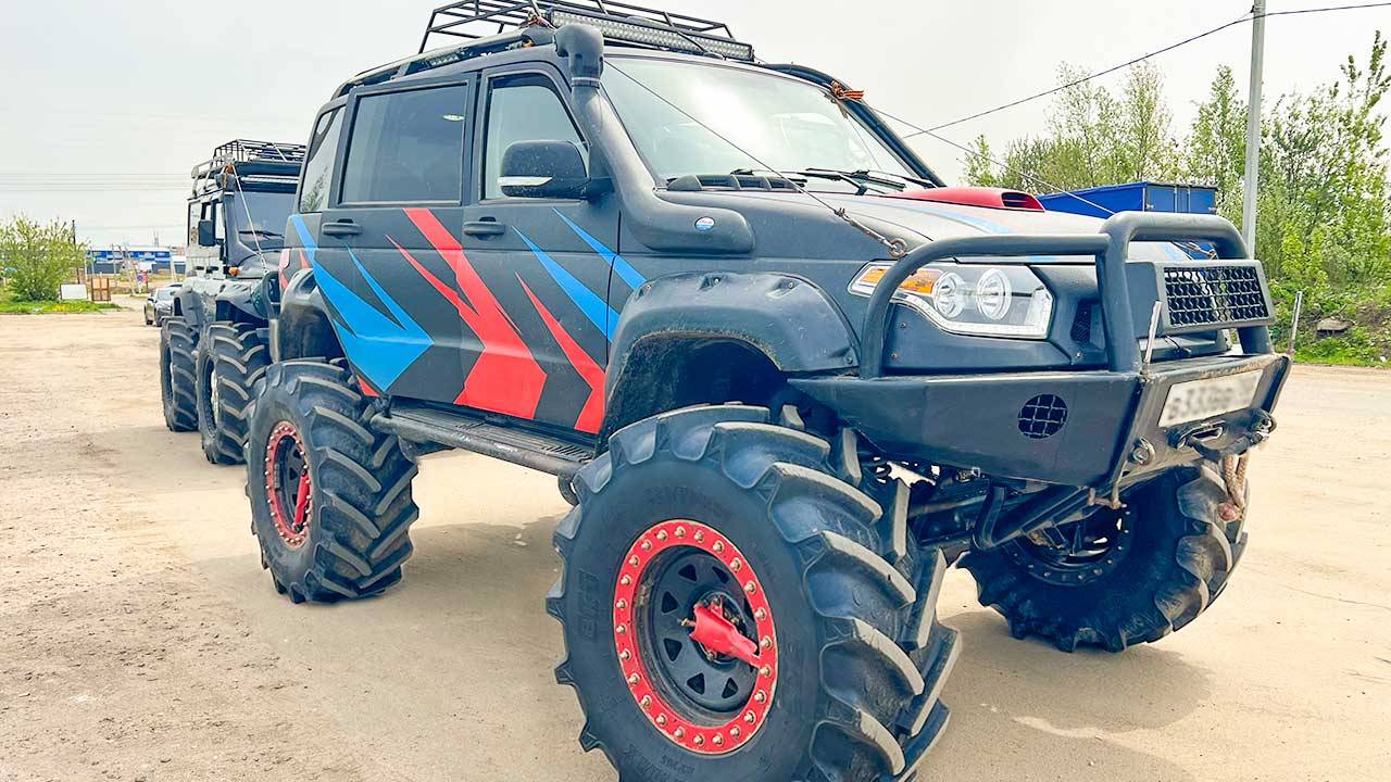 ЧТО МОЖЕТ УАЗ на 45" колёсах? Оффроуд Монстры Уаз Хантер и Уаз Патриот поехали на бездорожье смотреть онлайн
