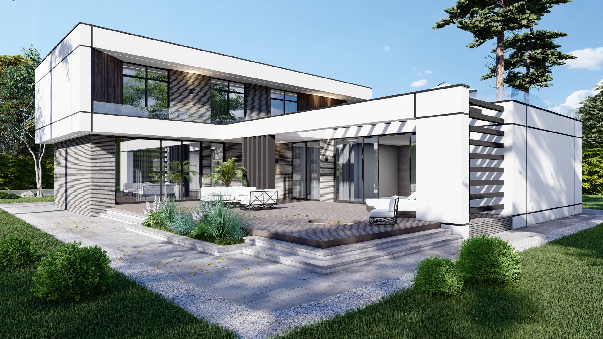 Проект дома с плоской кровлей смотреть онлайн