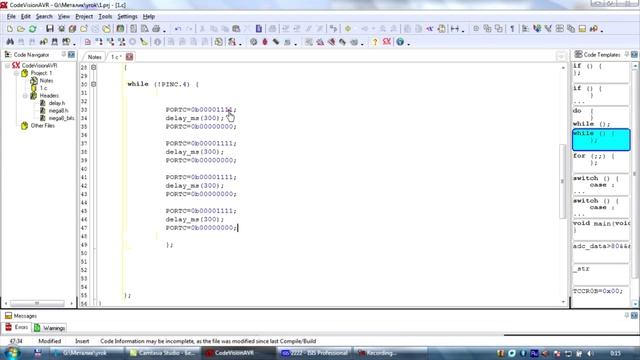 CodevisionAVR цикл while смотреть онлайн