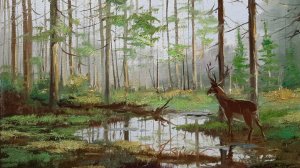 В лесу.Живопись маслом