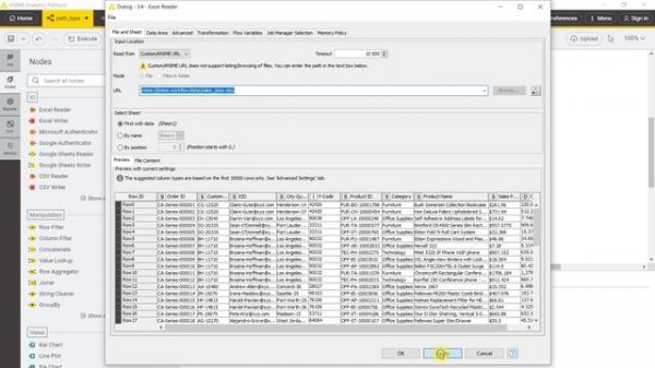 KNIME. Path type and SQLite connector