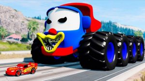 ПОБЕГ ОТ КЛОУНА МОНСТР ТРАК ПРОТИВ АВТОМОБИЛЯ МОЛНИЯ В ИГРЕ BEAMNG DRIVE