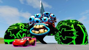 КРУТОЙ ПОБЕГ ОТ МОНСТР-ТРАКА С ГЛАЗАМИ-ПИЛАМИ МОЛНИЯ ПРОТИВ МАШИНЫ В BEAMNG DRIVE