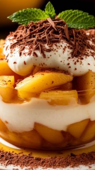 Десерт из яблок со сметаной