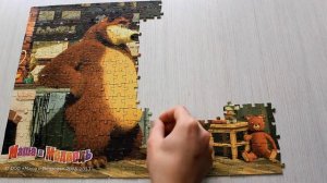 Пазл Маша и Медведь 560 деталей. putting a big puzzle.