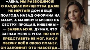 ИСТОРИИ ИЗ ЖИЗНИ/Лена, мы разводимся. О разделе имущества даже не мечтай/Рассказ жизненный