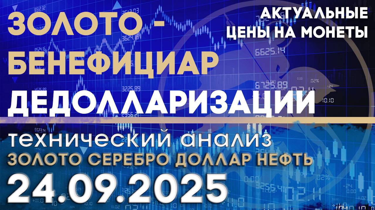 Золото - бенефициар дедолларизации. Анализ рынка золота, серебра, нефти, доллара 24.09.2025 г смотреть онлайн