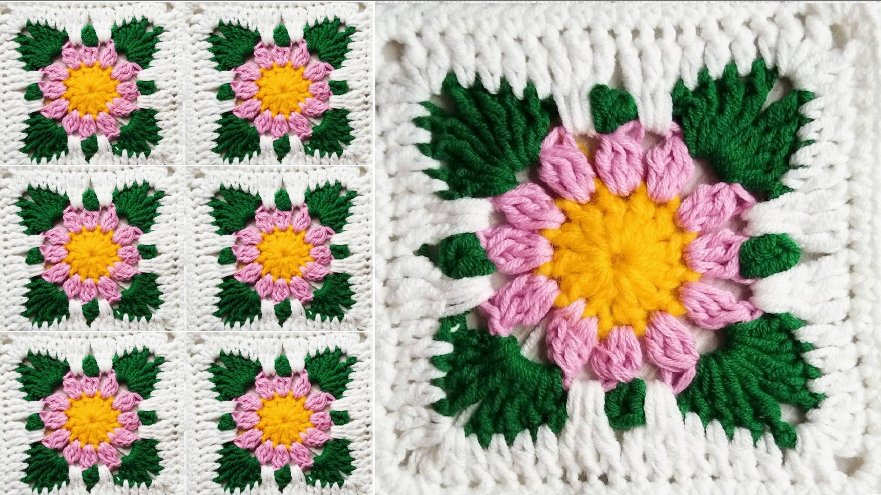 Красивый мотив крючком для пледов ✨ - Как связать быстрый простой квадрат смотреть онлайн