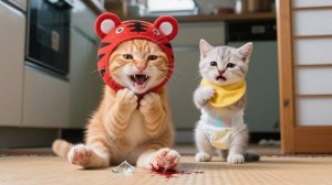 НЕУКЛЮЖИЙ БЕЛЫЙ КОТЁНОК СЛУЧАЙНО РАЗБИВАЕТ СТЕКЛО НО ЕГО СТАРШИЙ БРАТ СПАСАЕТ ЕГО! МАМА СПЕШИТ ДОМОЙ