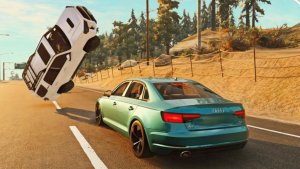 Большегрузы таранят легковушки в BeamNG Drive