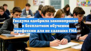 Госдума одобрила законопроект о бесплатном обучении профессии для не сдавших ГИА