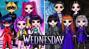 Кейпоп Охотницы на Демонов и Ледибаг переодеваются в Уэнздей 2 | Бумажные Идеи и Сюрпризы