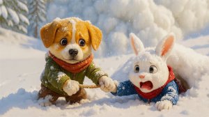 Мультики для детей. Собачка и зайчик играют. Детям