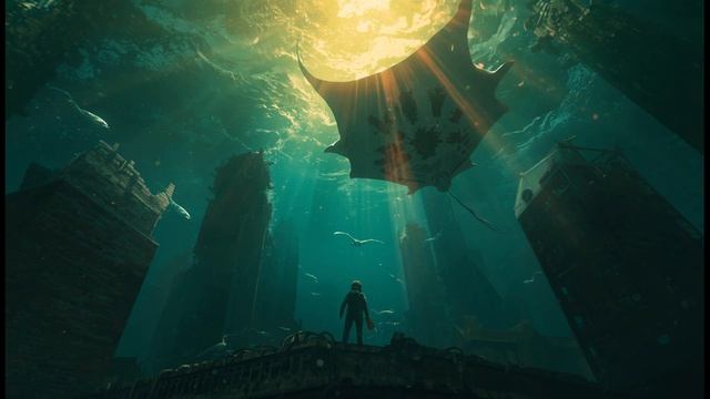 Upside-Down Ocean City 🌊 2-Hour Dreamscape Ambience ｜ Sky Manta Rays ｜ Submerged Ruins